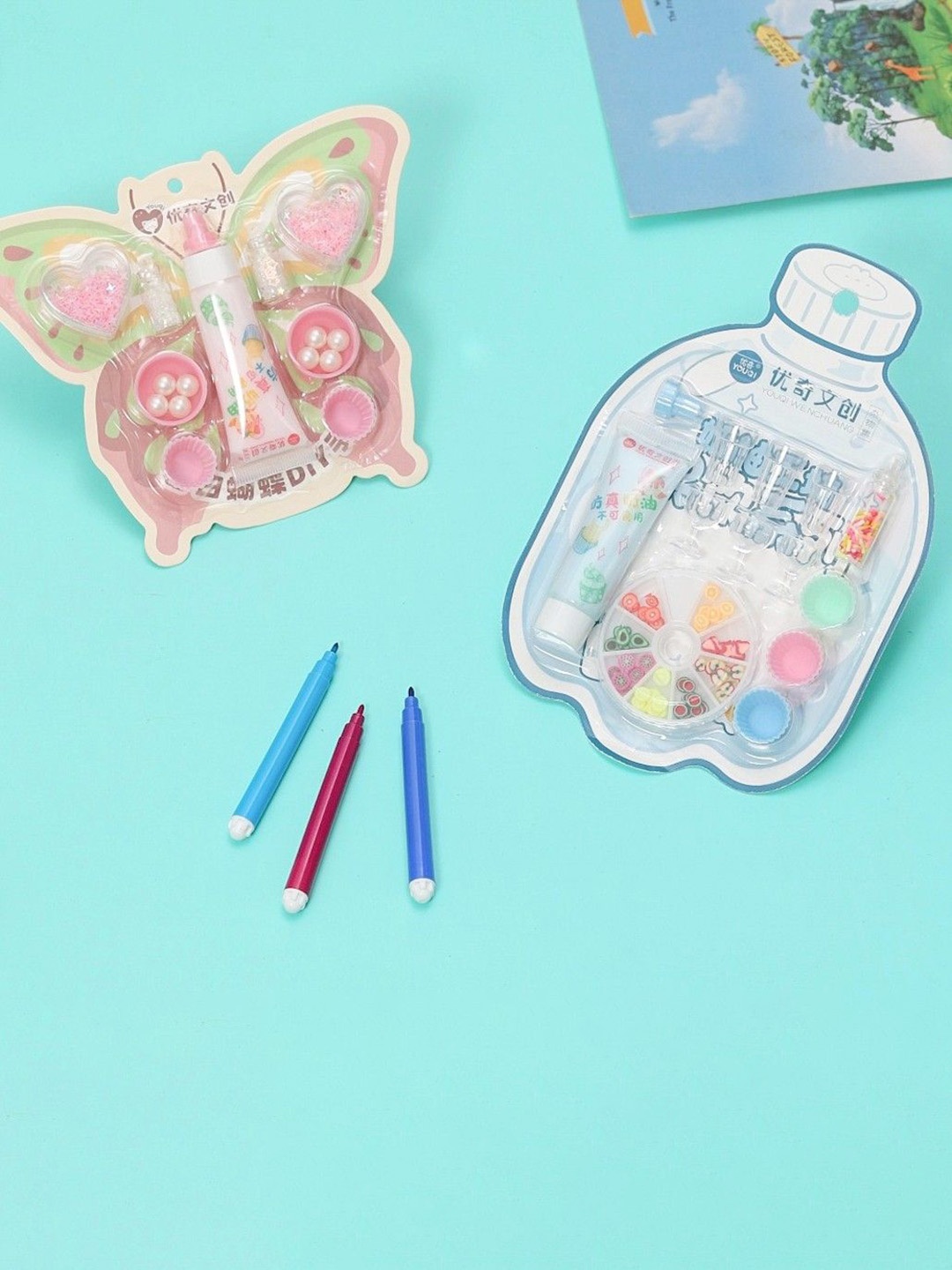 

Yellow Bee Cakes & Ice Cream Themed DIY Resin Craft Kits, Blue