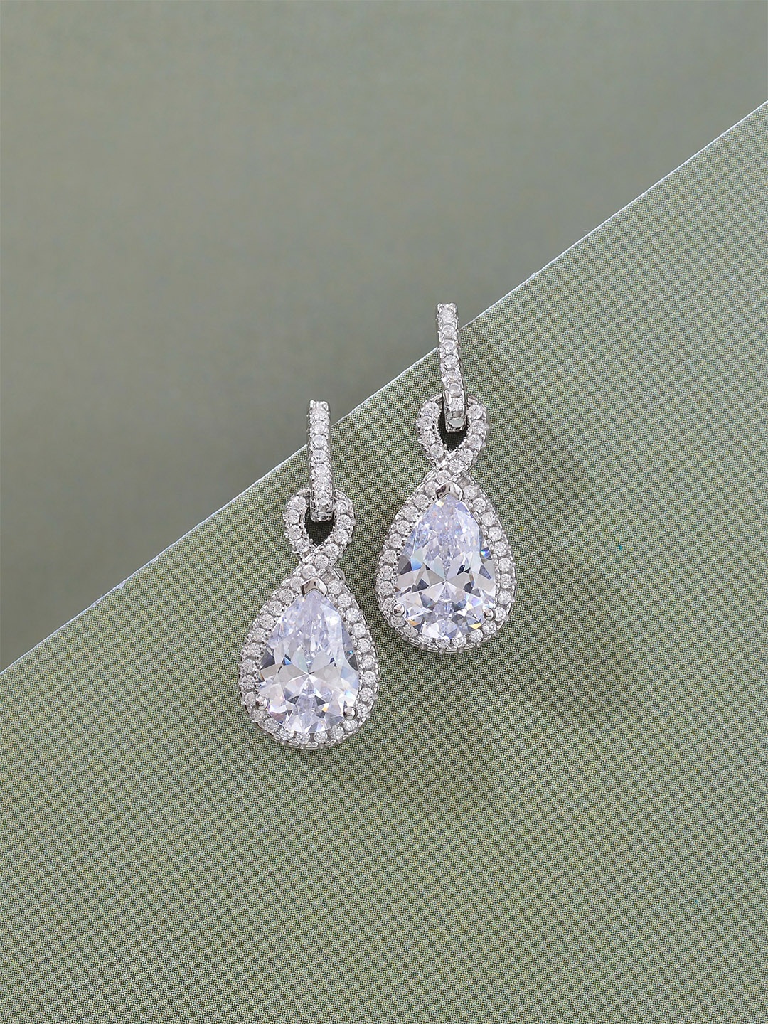 

Ornate Jewels 925 Sterling Silver American Diamond Infinity Dangle Earring, White