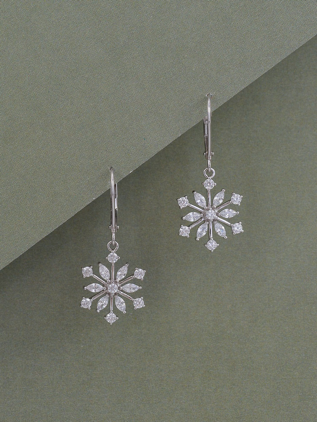 

Ornate Jewels 925 Sterling Silver American Diamond Dangler Earrings, White