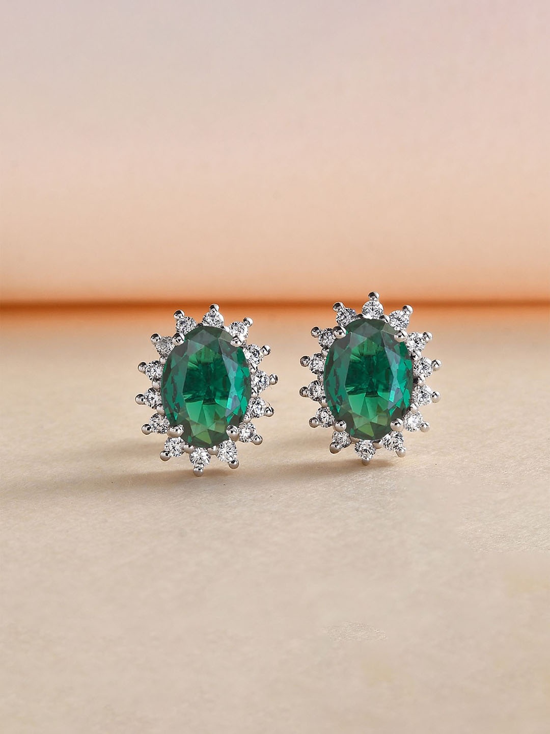 

Ornate Jewels 925 Sterling Silver Green Emerald Dressy Shimmer Stud Earring