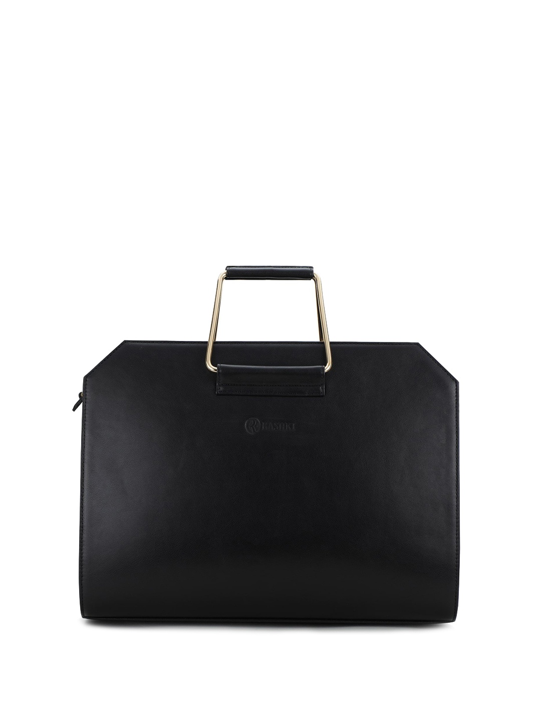 

RASHKI PU Women Solid Oversized Structured Handheld Bag, Black