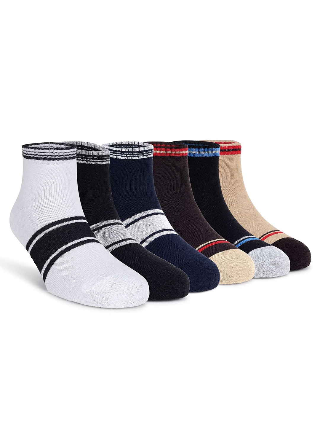 

Mast & Harbour Pack Of 6 Patterned Ankle-Length Socks, Beige