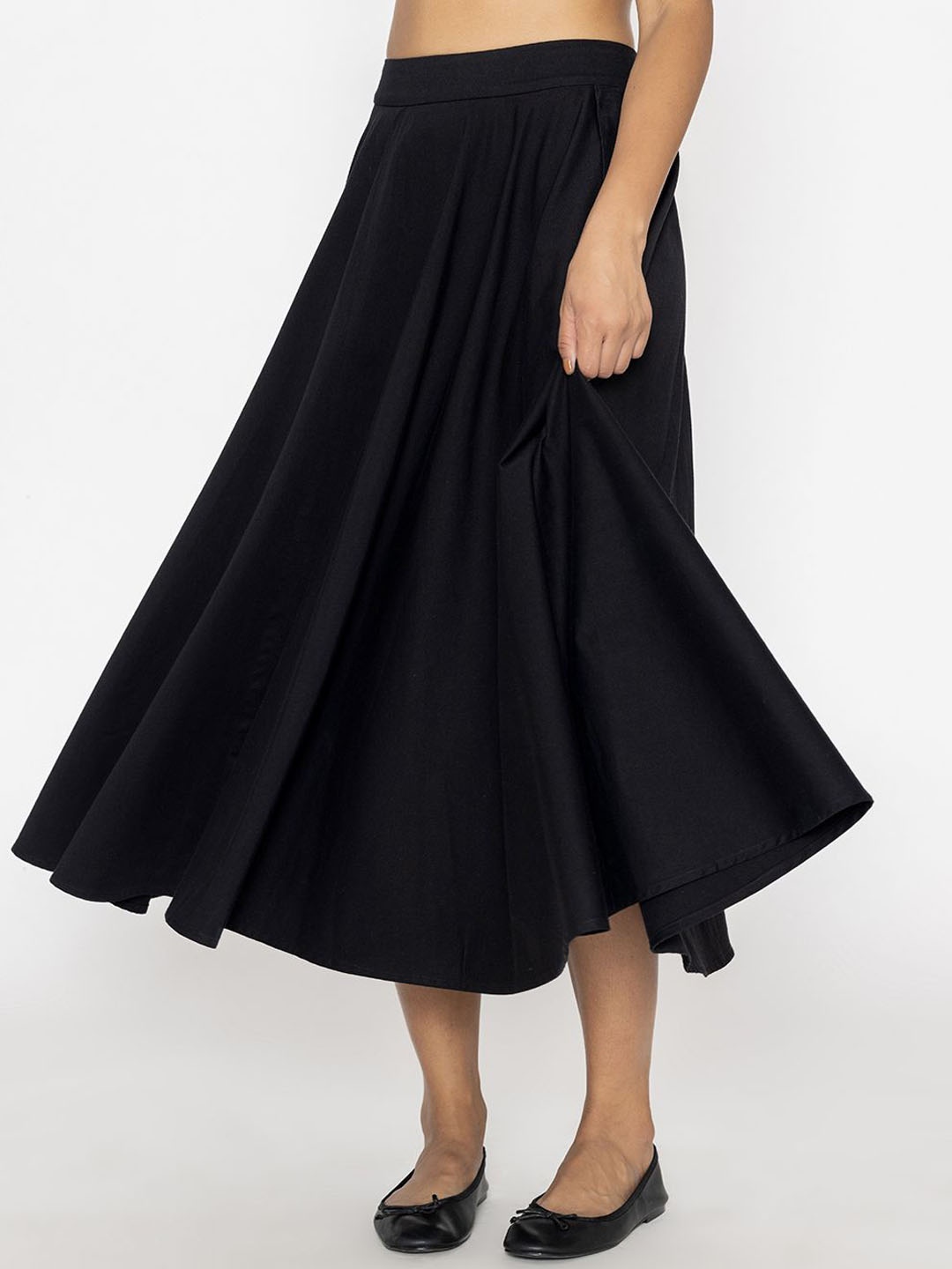 

Contemponari Flared Midi Skirt, Black