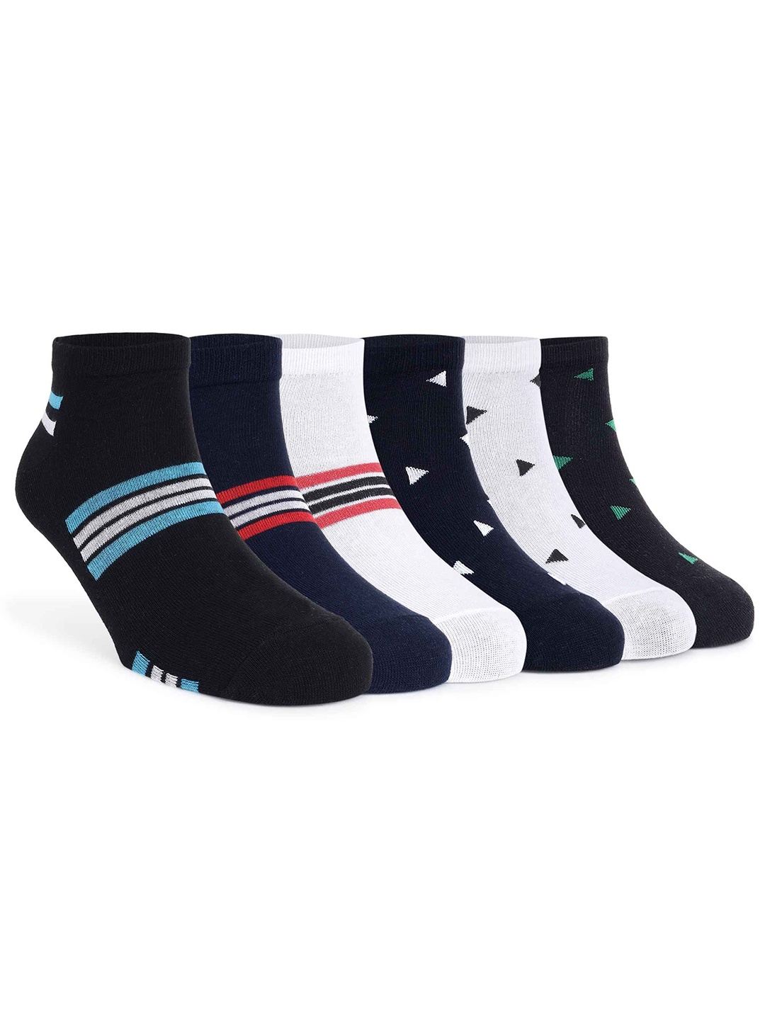 

Mast & Harbour Pack Of 6 Patterned Cotton Ankle-Length Socks, Black