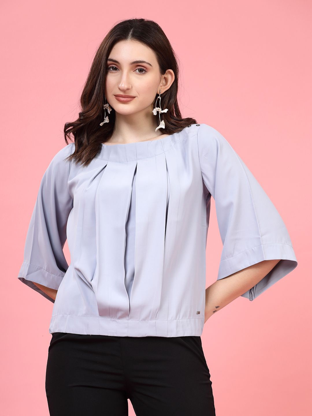 

Juelle Flared Sleeve Blouson Top, Blue