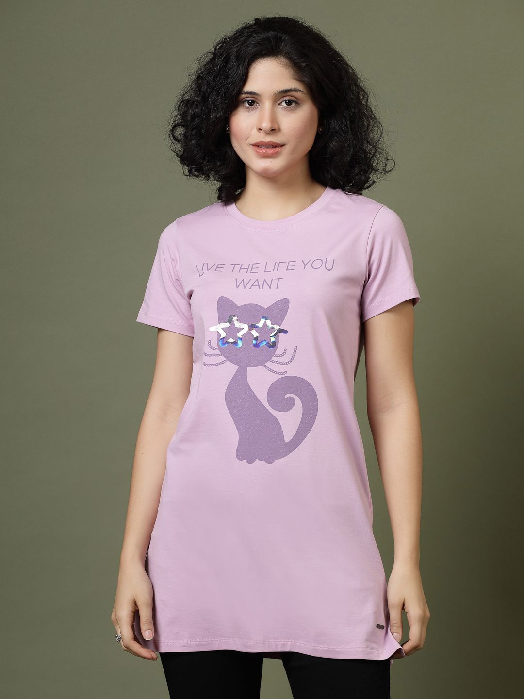 

Juelle Print Longline Top, Purple
