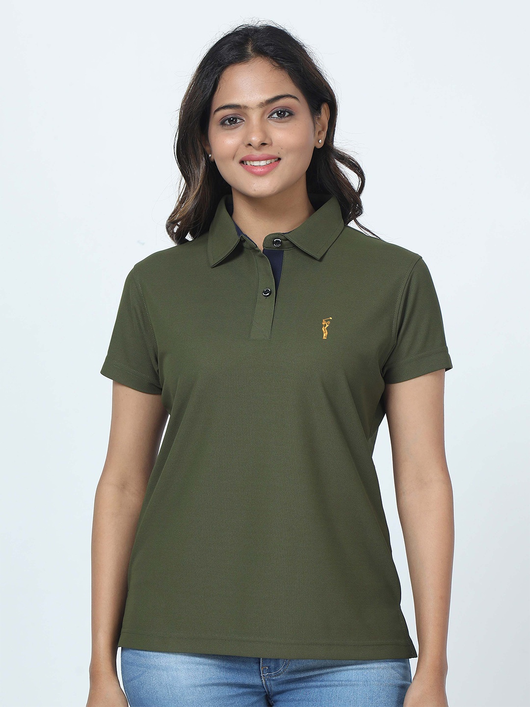 

STELLERS Women Polo Collar T-shirt, Olive