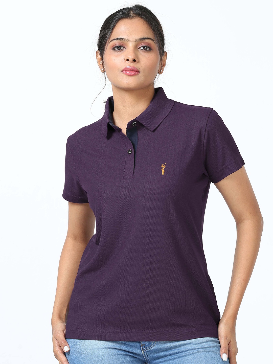 

STELLERS Women Polo Collar T-shirt, Purple