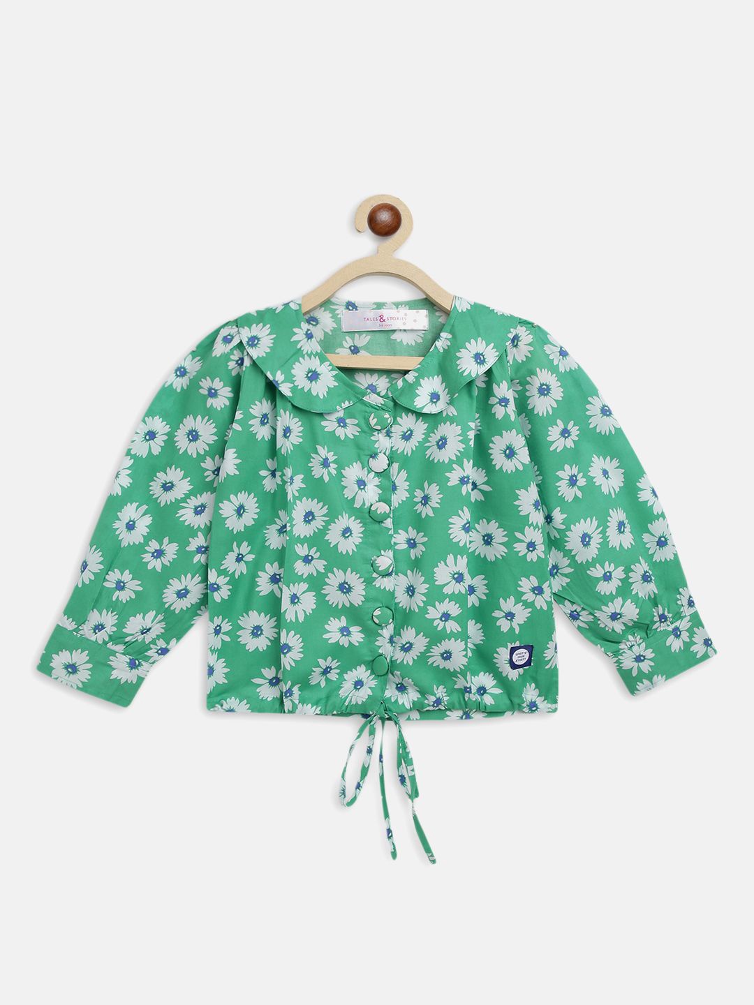 

TALES & STORIES Floral Print Cotton Top, Green