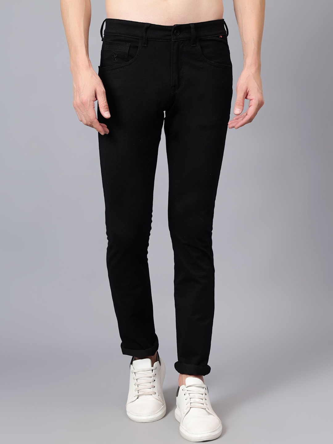 

Cantabil Men Slash Knee Stretchable Jeans, Black