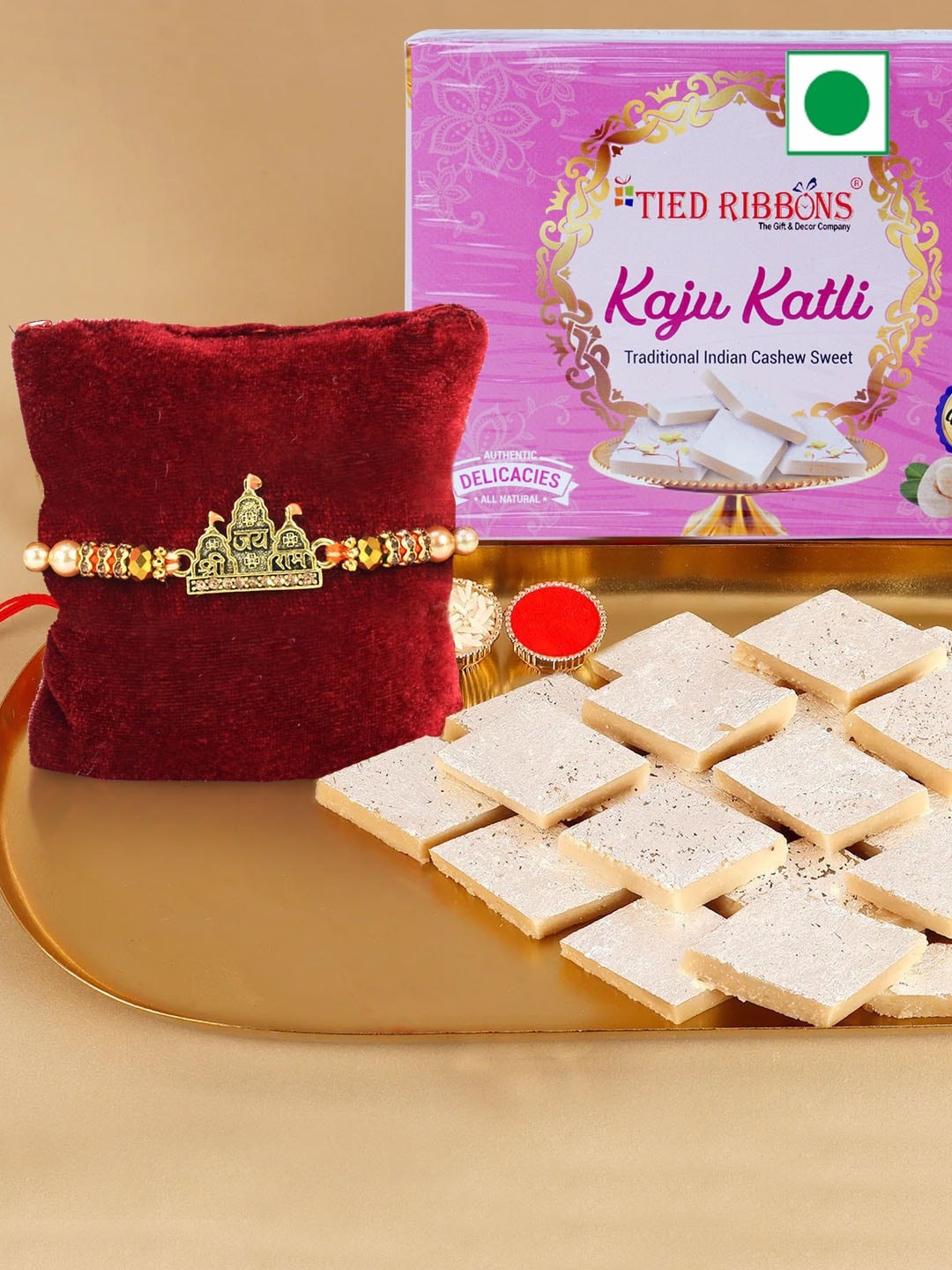 

TIED RIBBONS Rakhi With Sweets Kaju Katli Gift Hamper, Multi