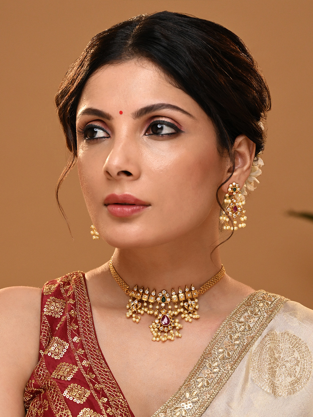 

Vriksham Gold Plated Stone Studded Jewellery Set