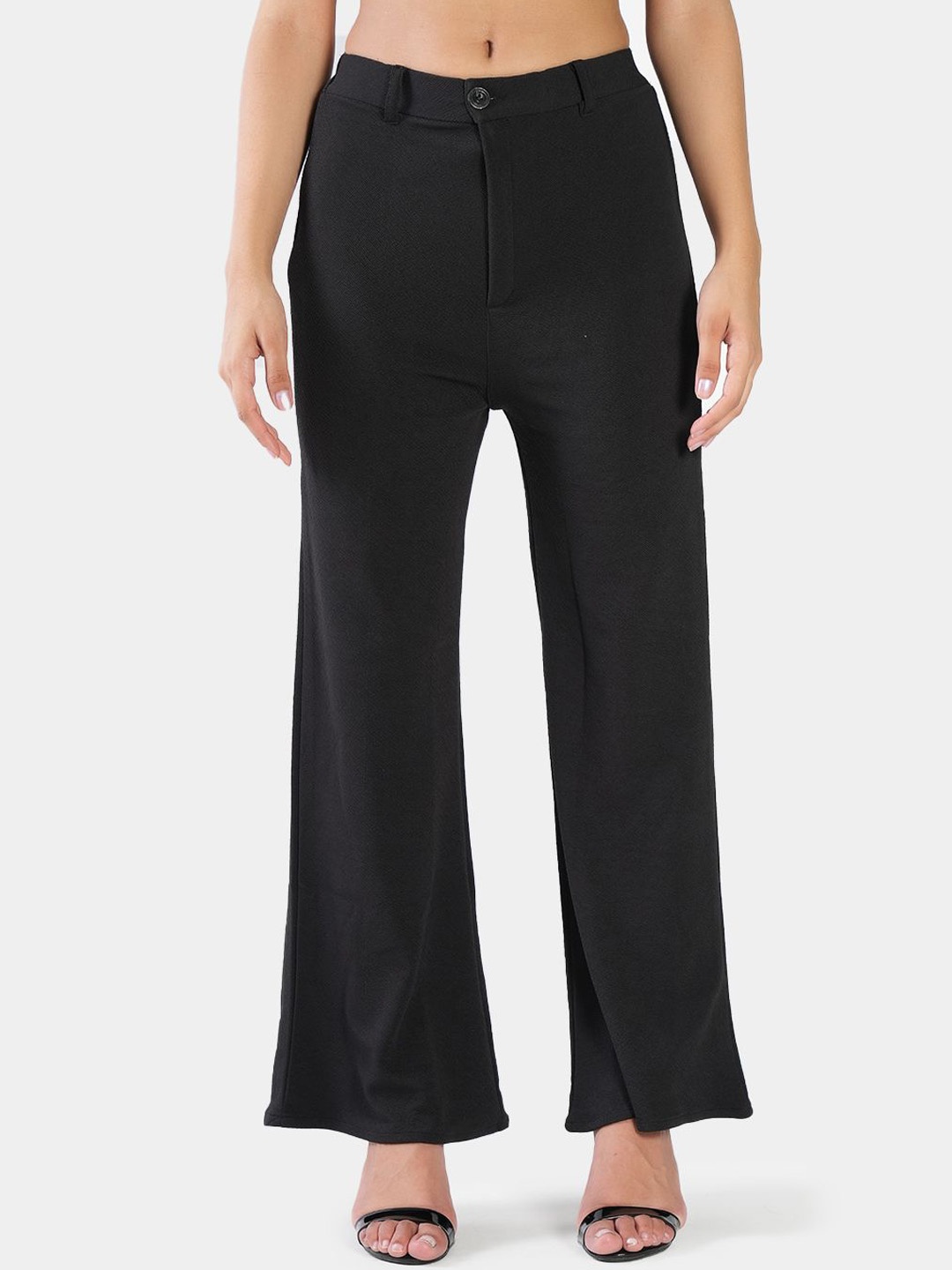 

BAESD Women High-Rise Easy Wash Trousers, Black