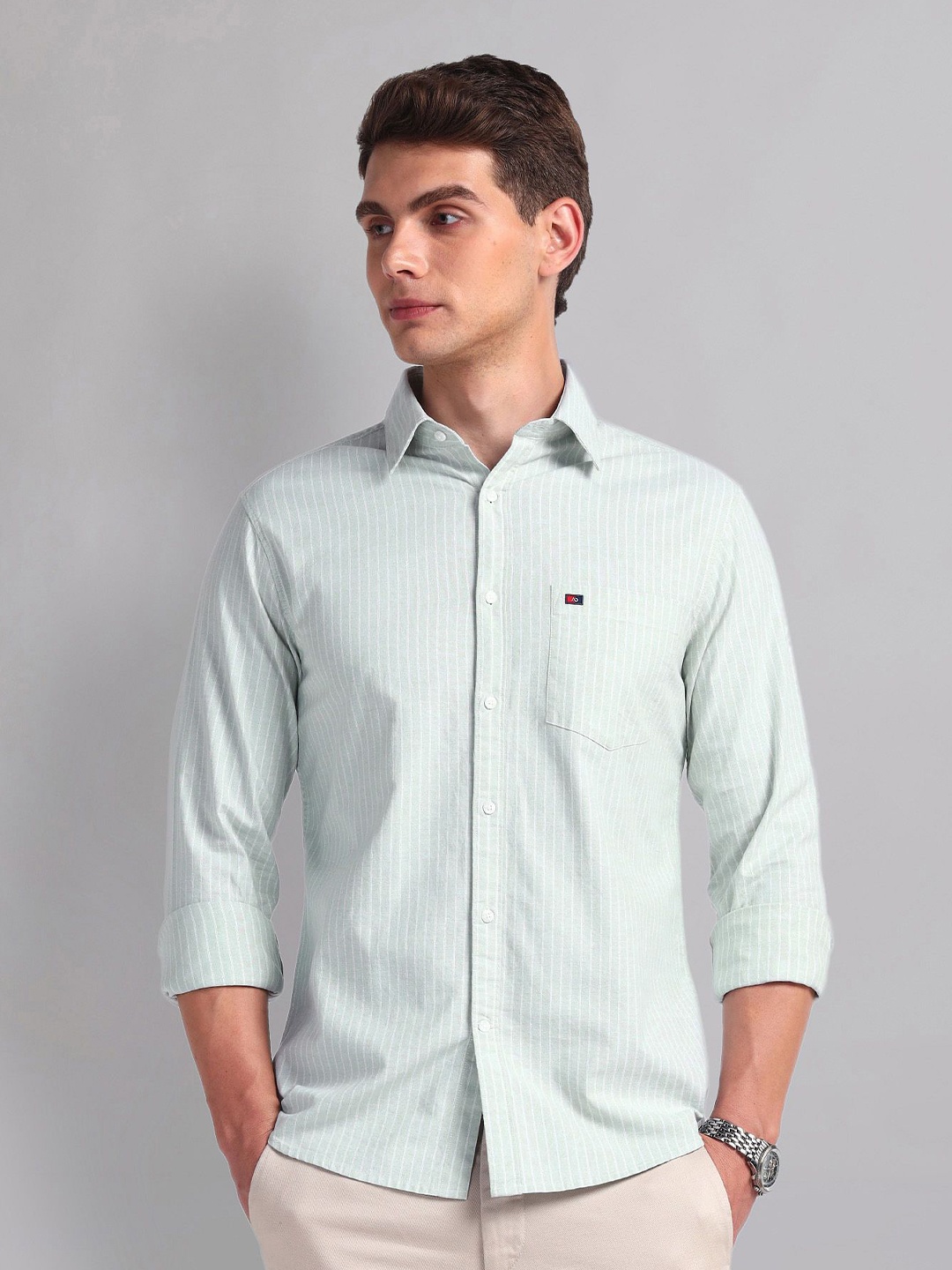 

AD By Arvind Men Slim Fit Casual Shirt, Green