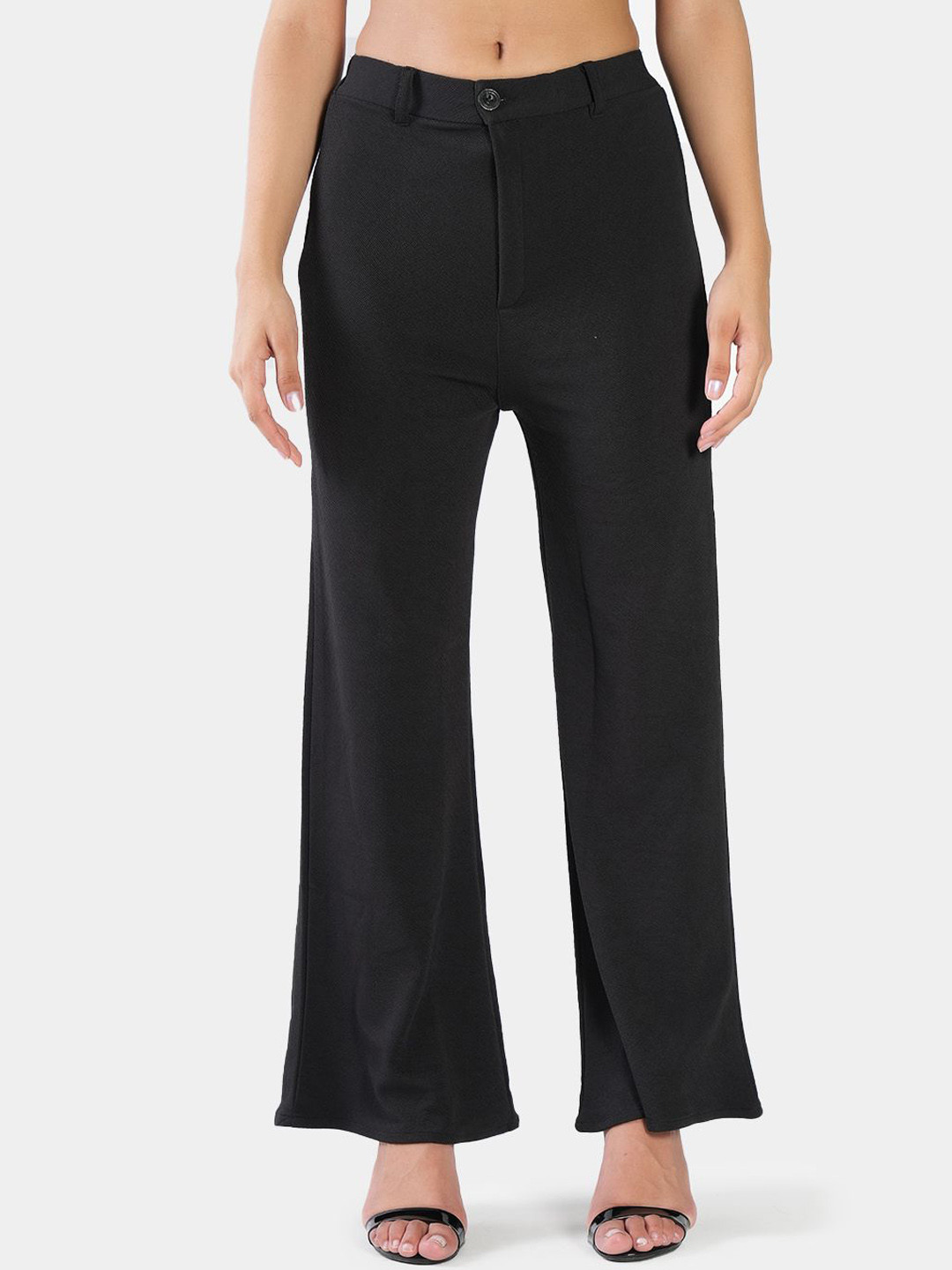 

BAESD Women High-Rise Easy Wash Trousers, Black