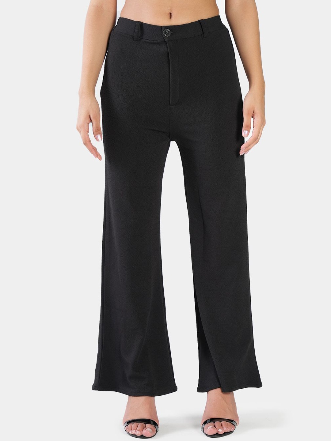 

BAESD Women High-Rise Easy Wash Trousers, Black