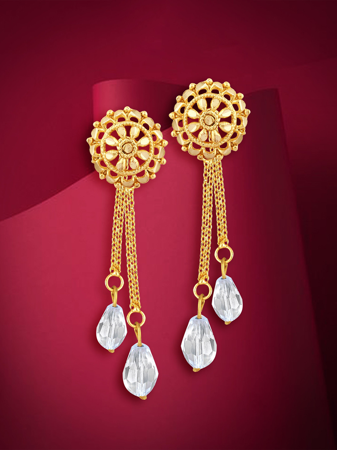 

Vighnaharta Contemporary Drop Earrings, Gold