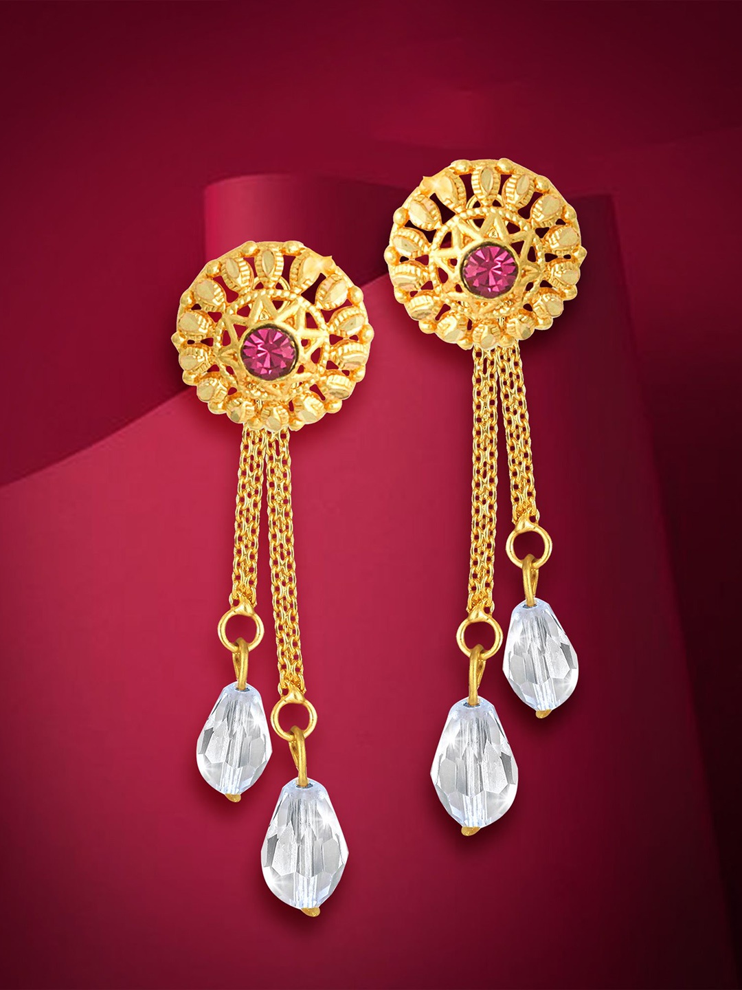 

Vighnaharta Contemporary Drop Earrings, Gold