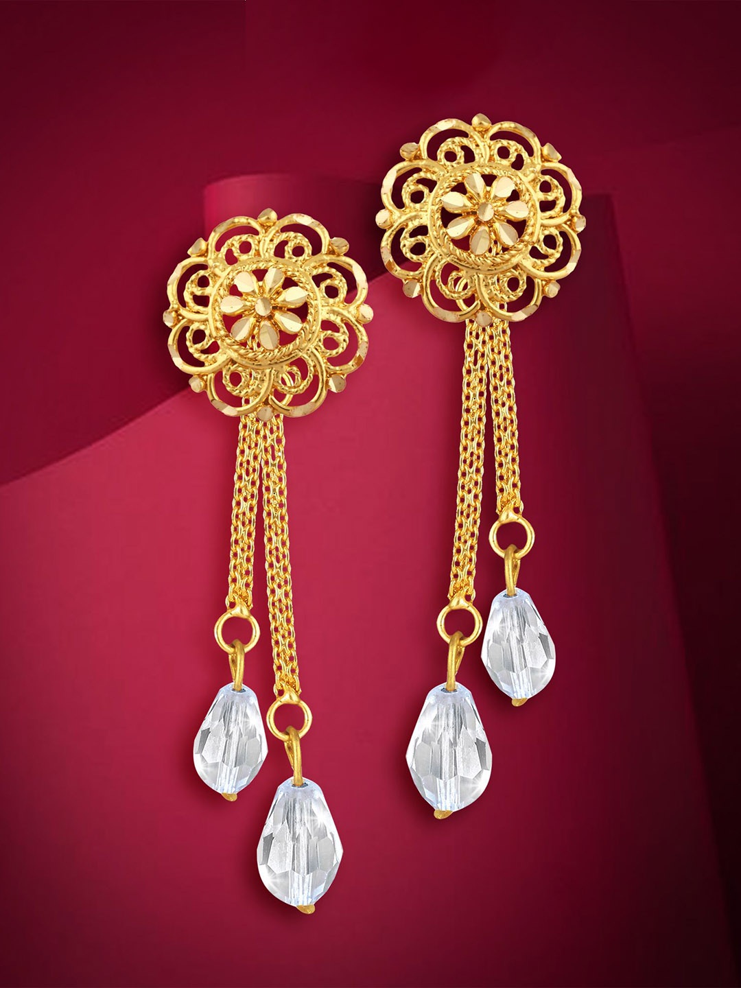 

Vighnaharta Contemporary Drop Earrings, Gold