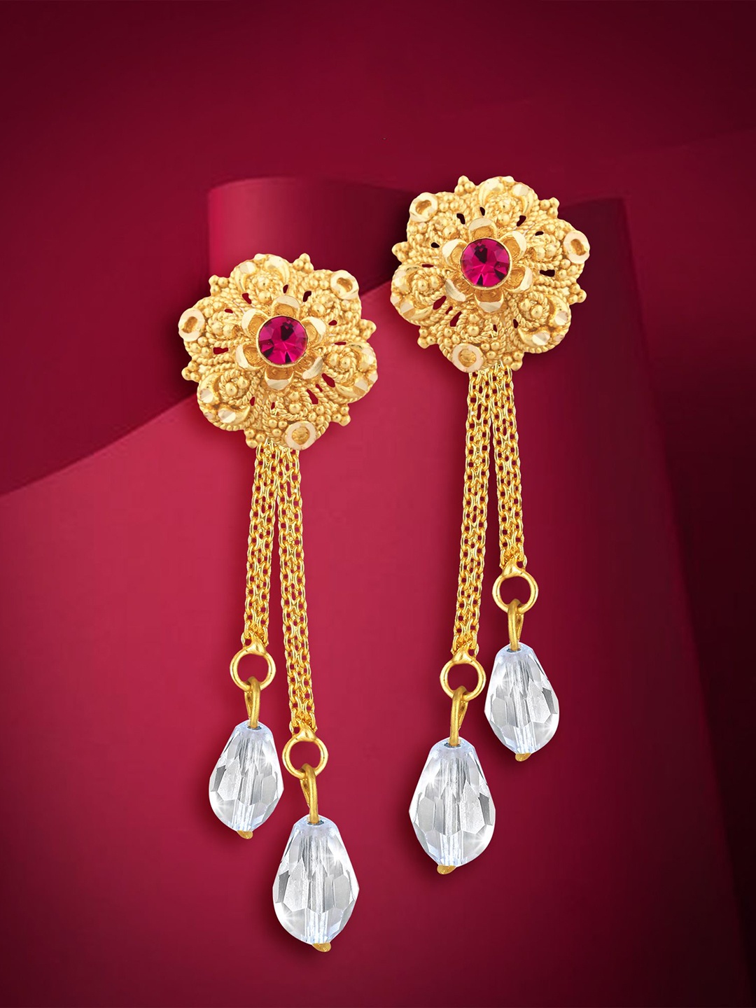 

Vighnaharta Contemporary Drop Earrings, Gold
