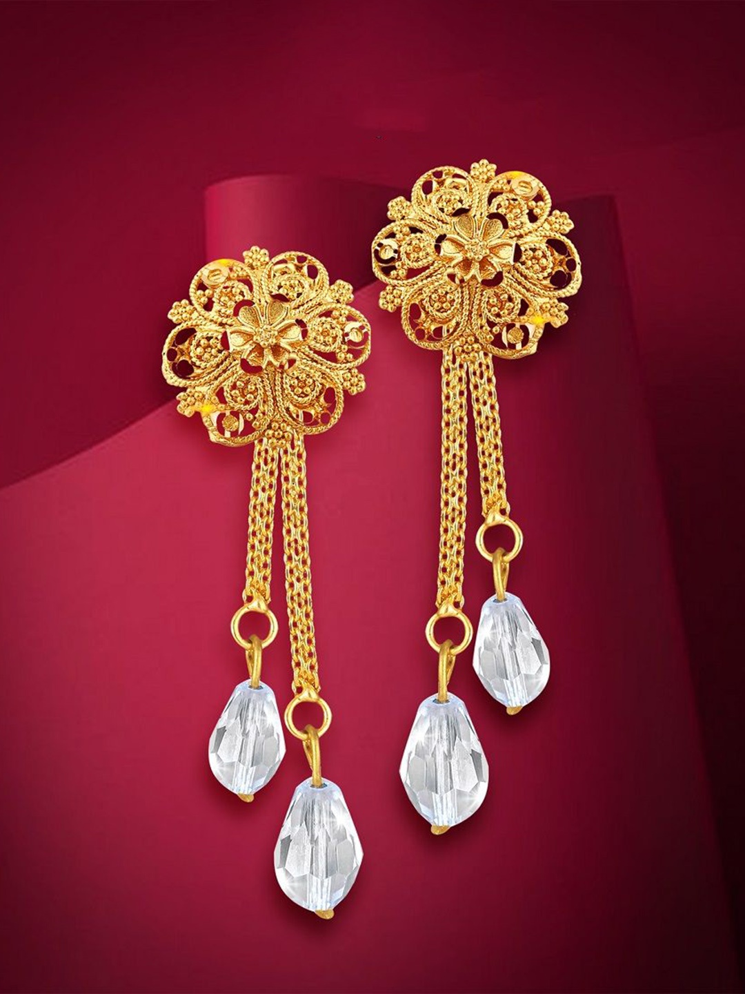 

Vighnaharta Contemporary Drop Earrings, Gold