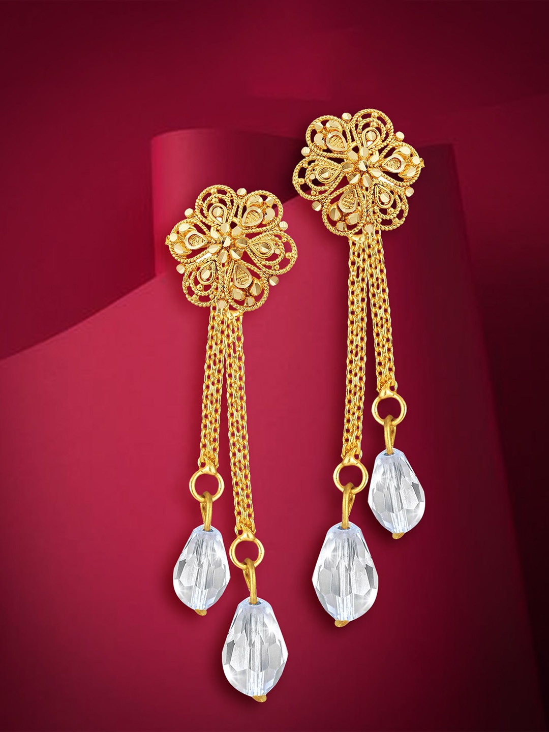 

Vighnaharta Contemporary Drop Earrings, Gold