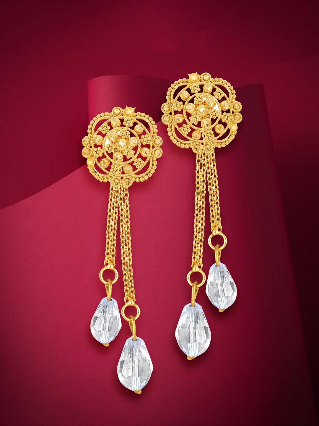 

Vighnaharta Contemporary Drop Earrings, Gold