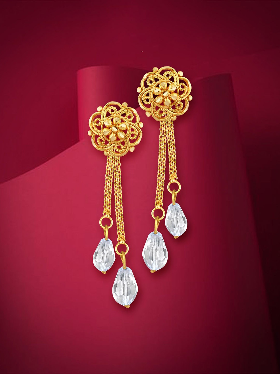 

Vighnaharta Contemporary Drop Earrings, Gold