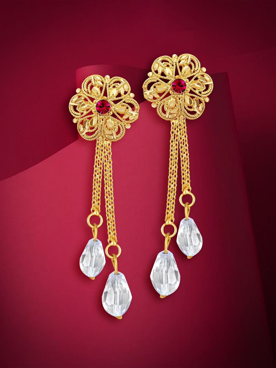 

Vighnaharta Contemporary Drop Earrings, Gold