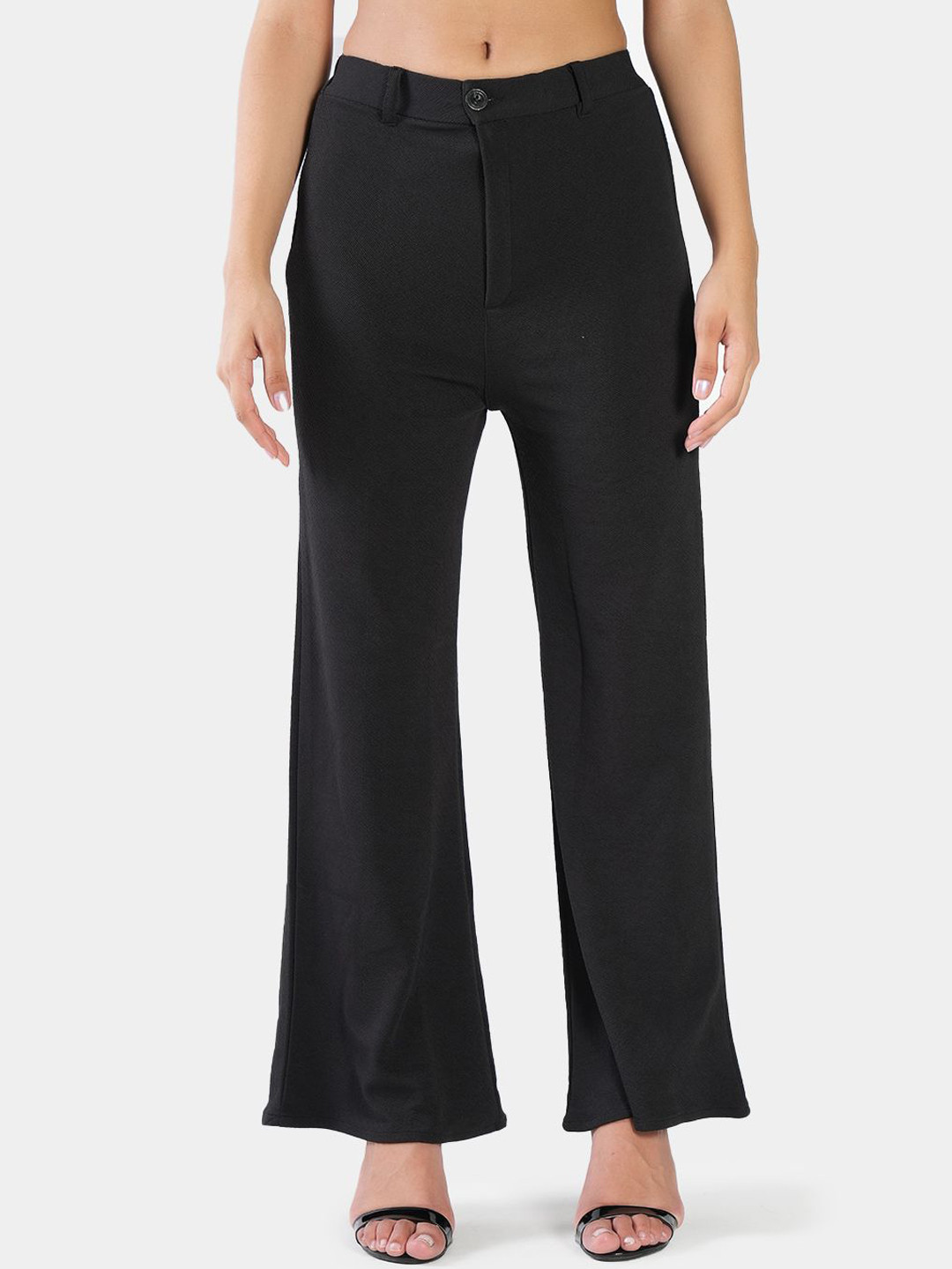 

BAESD Women High-Rise Easy Wash Trousers, Black