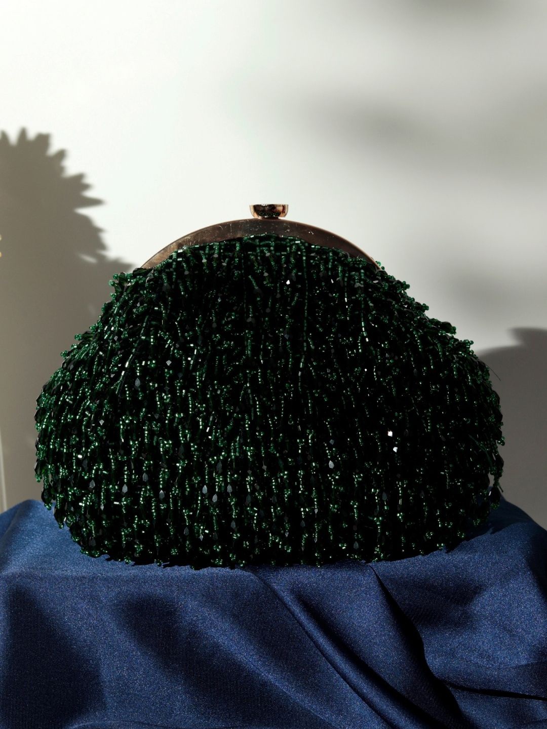 

THE TAN CLAN Embroidered Half Moon Clutch, Green