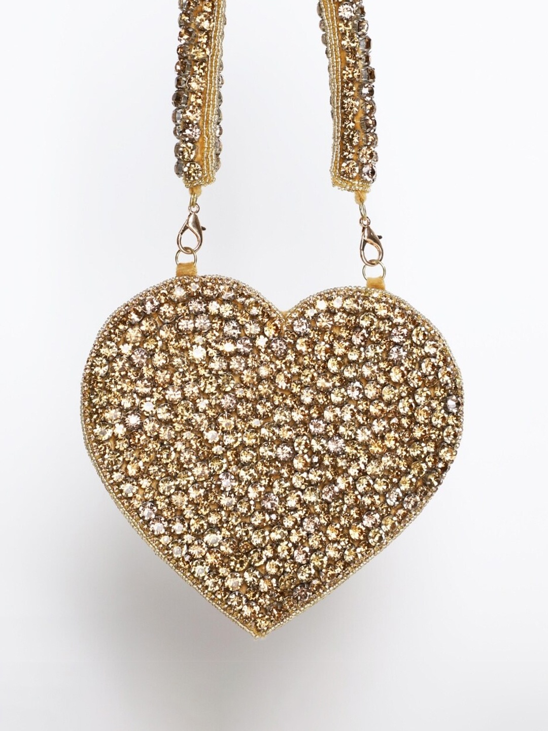

THE TAN CLAN Embroidered Embellished Purse Clutch, Gold