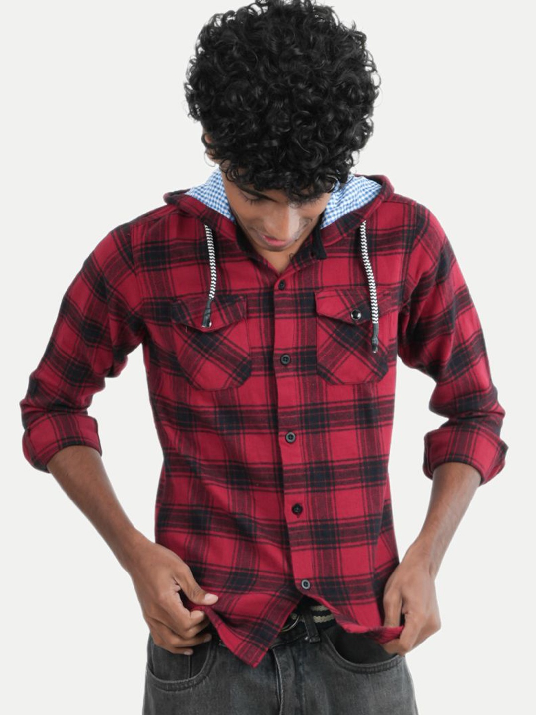 

BAESD Boys Buffalo Checks Opaque Checked Casual Shirt, Red