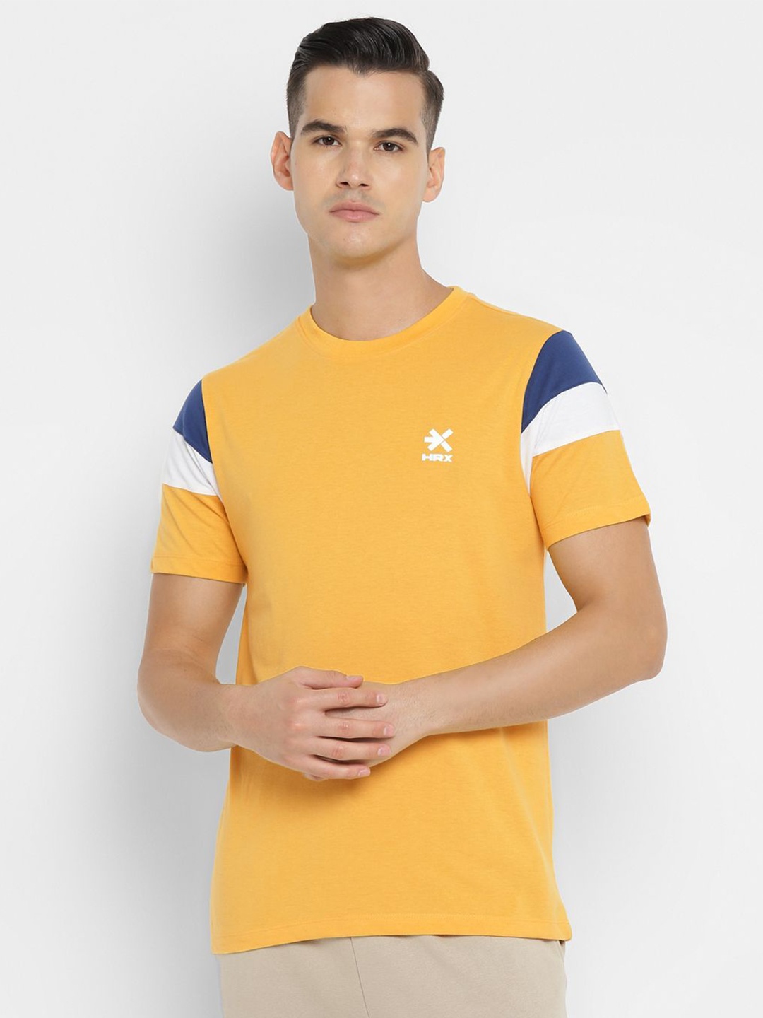 

HRX by Hrithik Roshan Men Colourblocked Applique T-shirt, Yellow