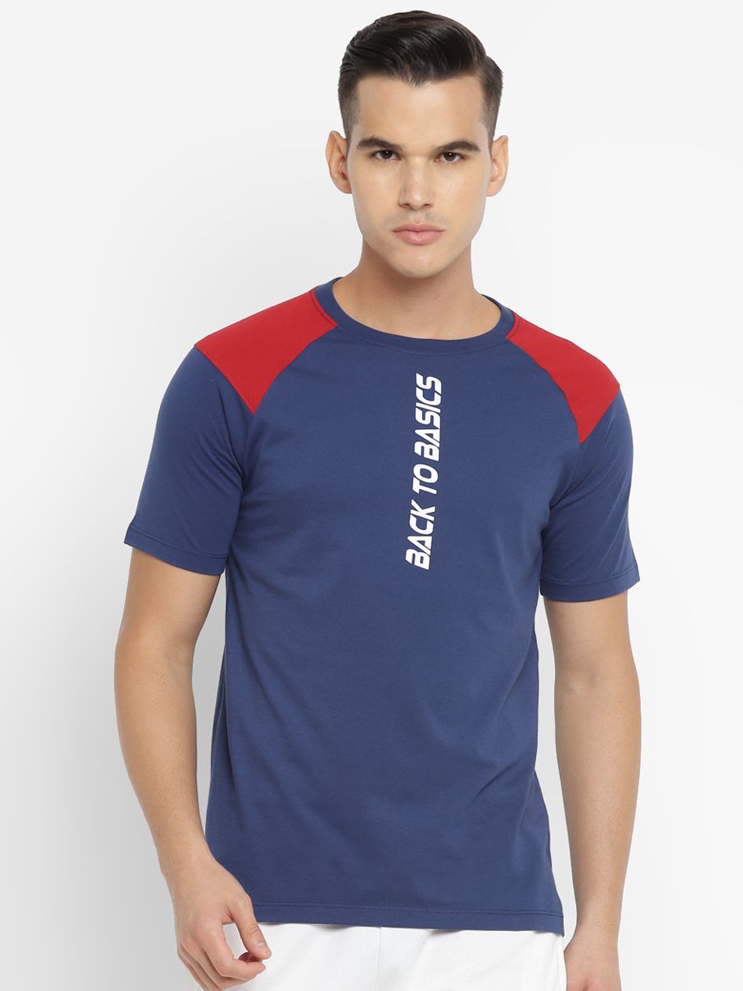 

HRX by Hrithik Roshan Men Typography Henley Neck Applique T-shirt, Navy blue