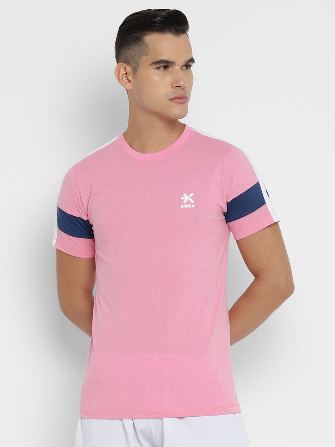 

HRX by Hrithik Roshan Men Colourblocked T-shirt, Pink