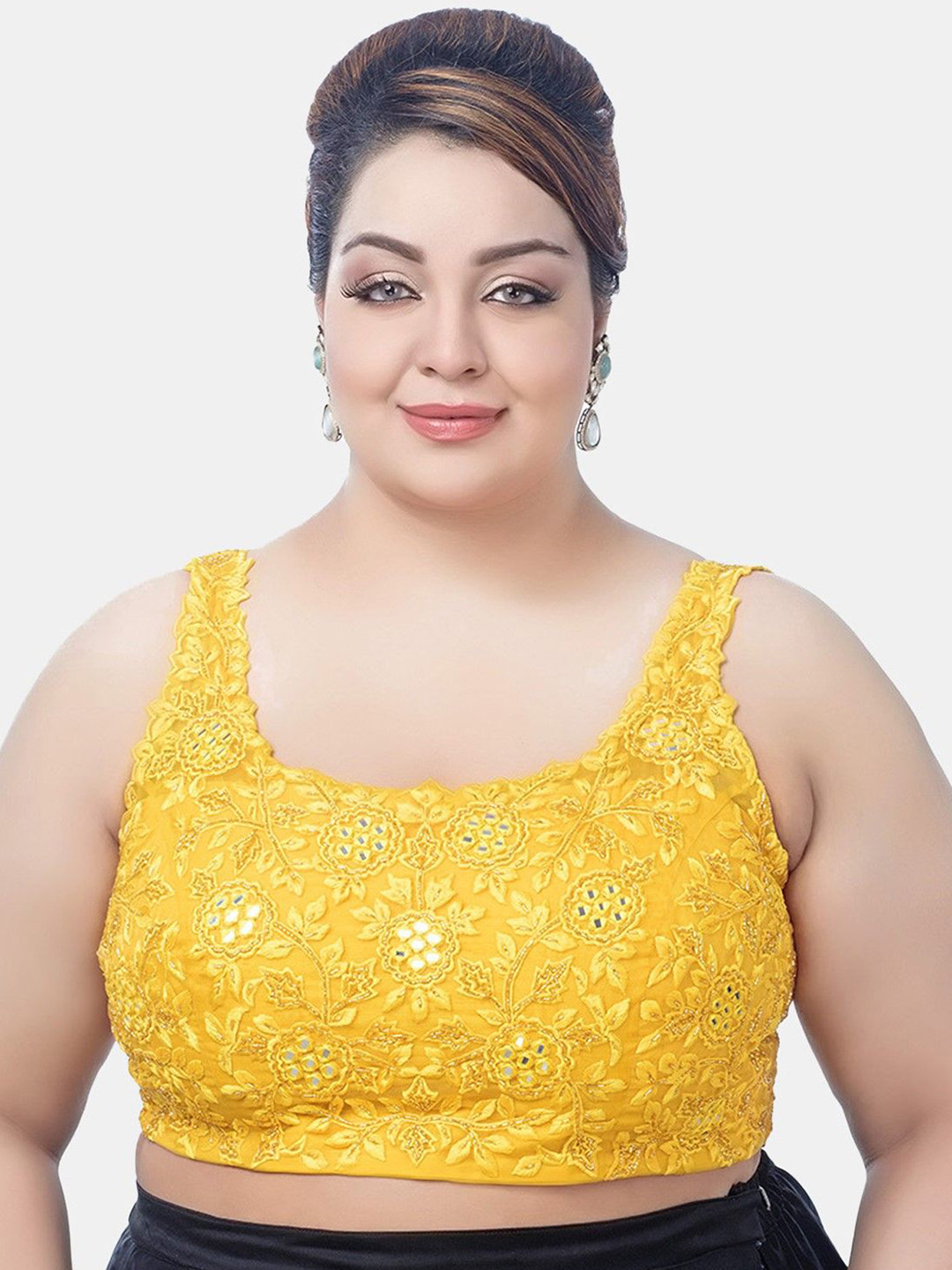 

FEMMIBELLA Embroidered Sequin Saree Blouse, Yellow