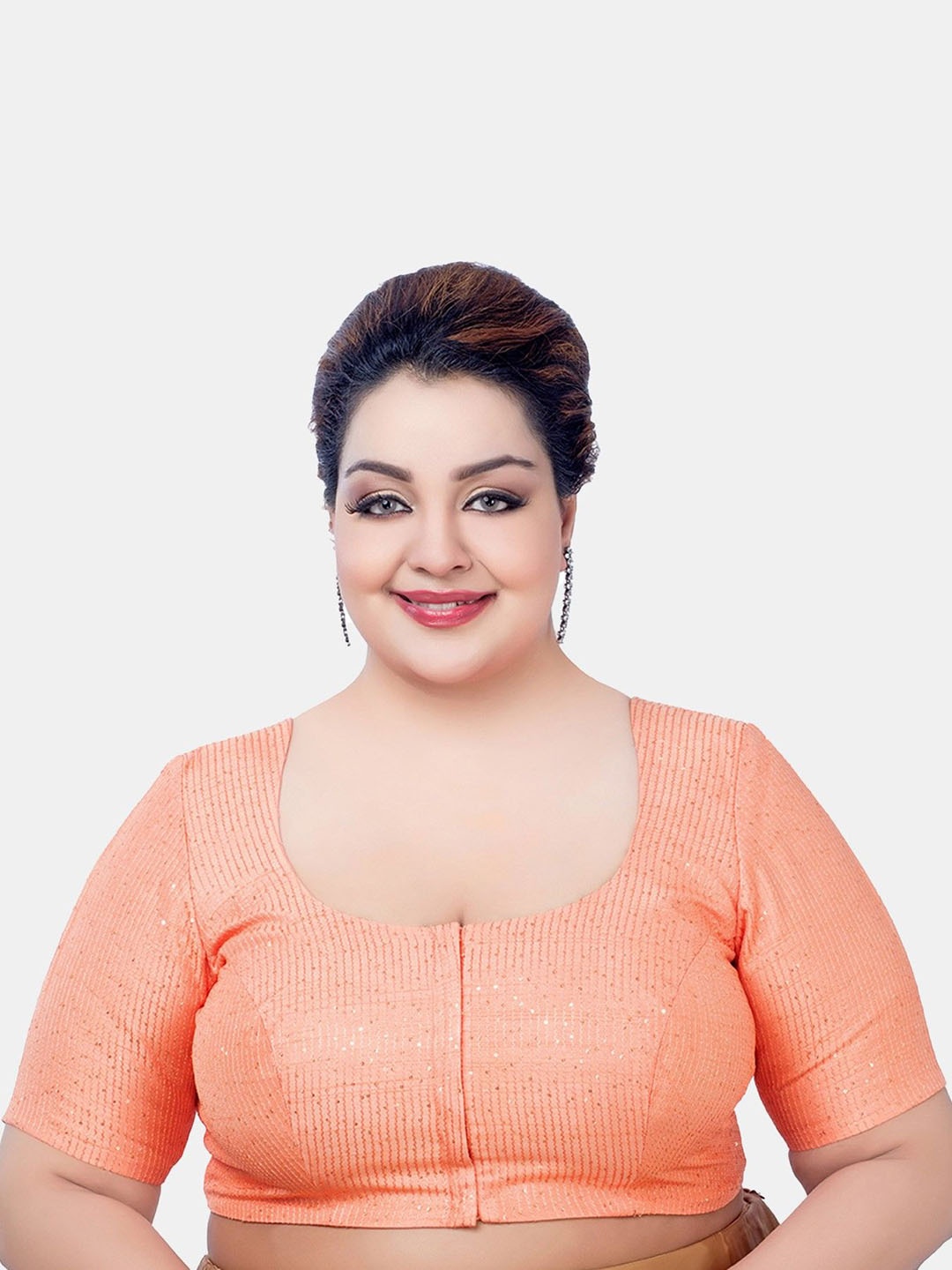 

FEMMIBELLA Sequin Silk Saree Blouse, Peach