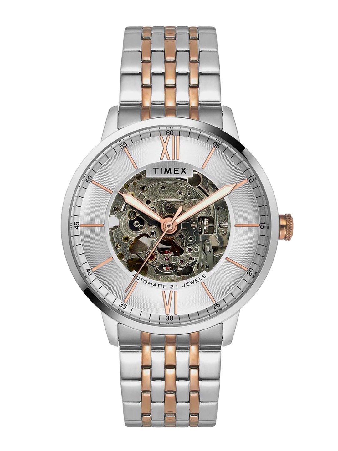 

Timex Men Skeleton Dial & Stainless Steel Bracelet Style Straps Watch TWEG23503-JIT, Silver