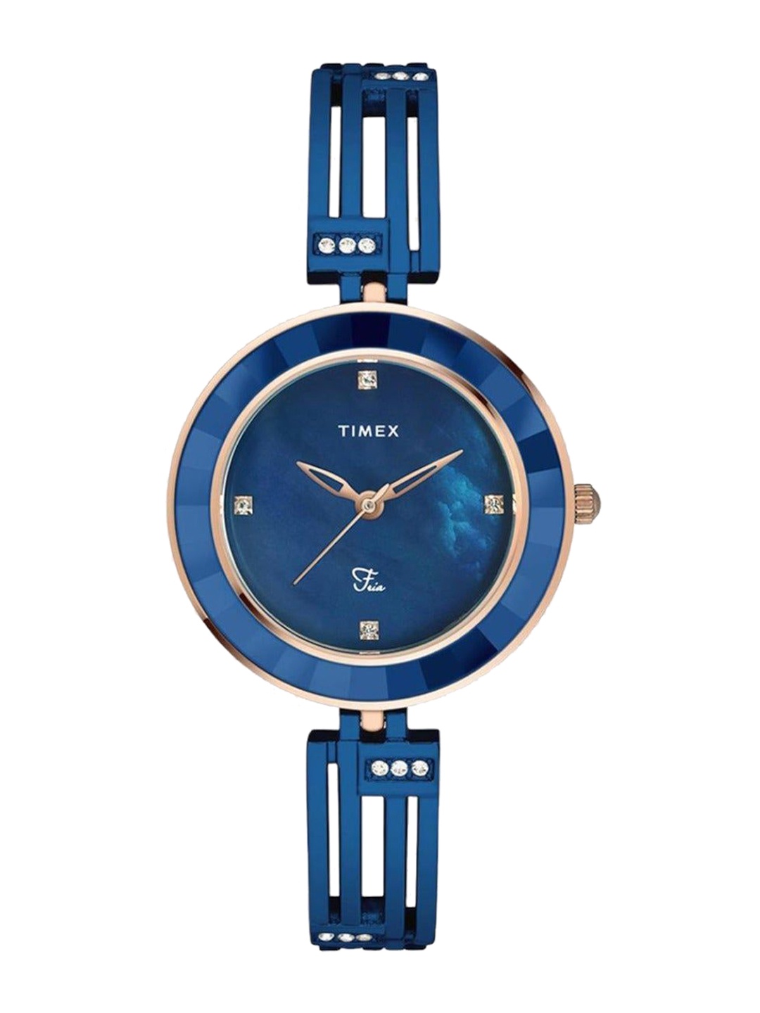 

Timex Women Embellished Dial & Stainless Steel Bracelet Style Straps Analogue Watch TWEL16203-JIT, Blue