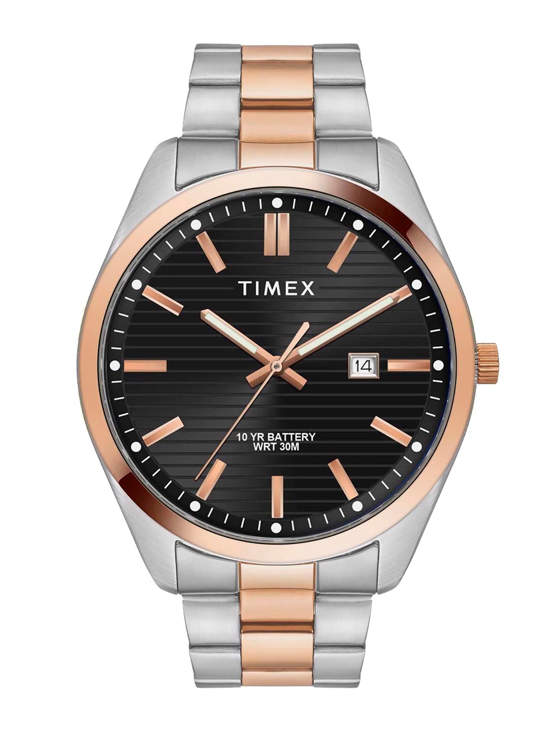 

Timex Men Brass Dial & Stainless Steel Bracelet Style Straps Analogue Watch TWTG10410-JIT, Black