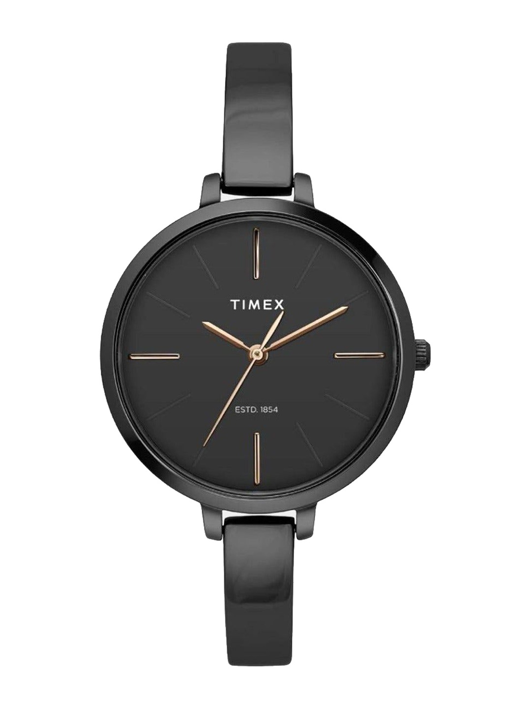 

Timex Women Brass Embellished Dial & Stainless Steel Bracelet Style Straps Analogue Watch TWEL12815-JIT, Black