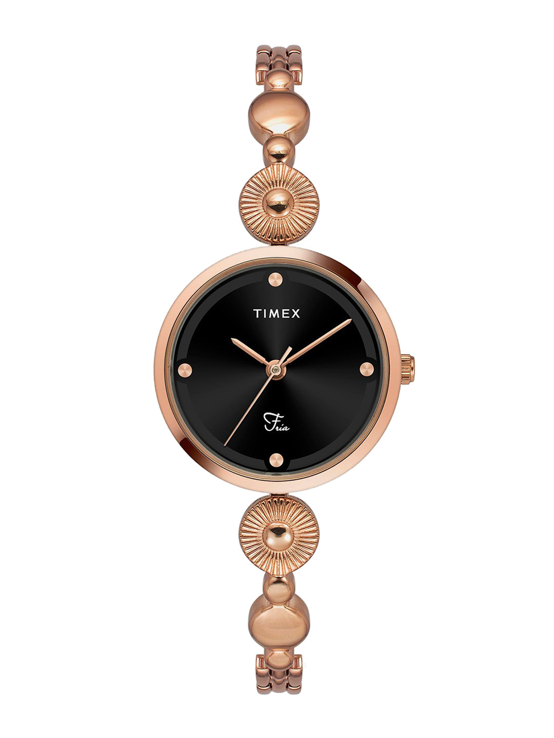 

Timex Women Brass Embellished Dial & Bracelet Style Straps Analogue Watch TWEL18203-JIT, Black