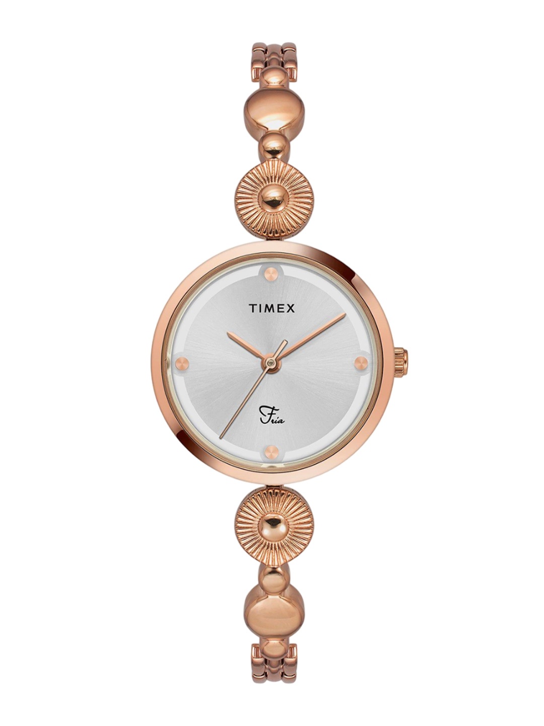 

Timex Women Brass Embellished Dial & Bracelet Style Straps Analogue Watch TWEL18202-JIT, Silver