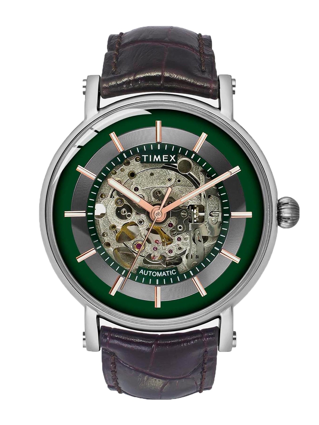 

Timex Men Skeleton Dial & Leather Straps Analogue Watch TWEG16718-JIT, Green