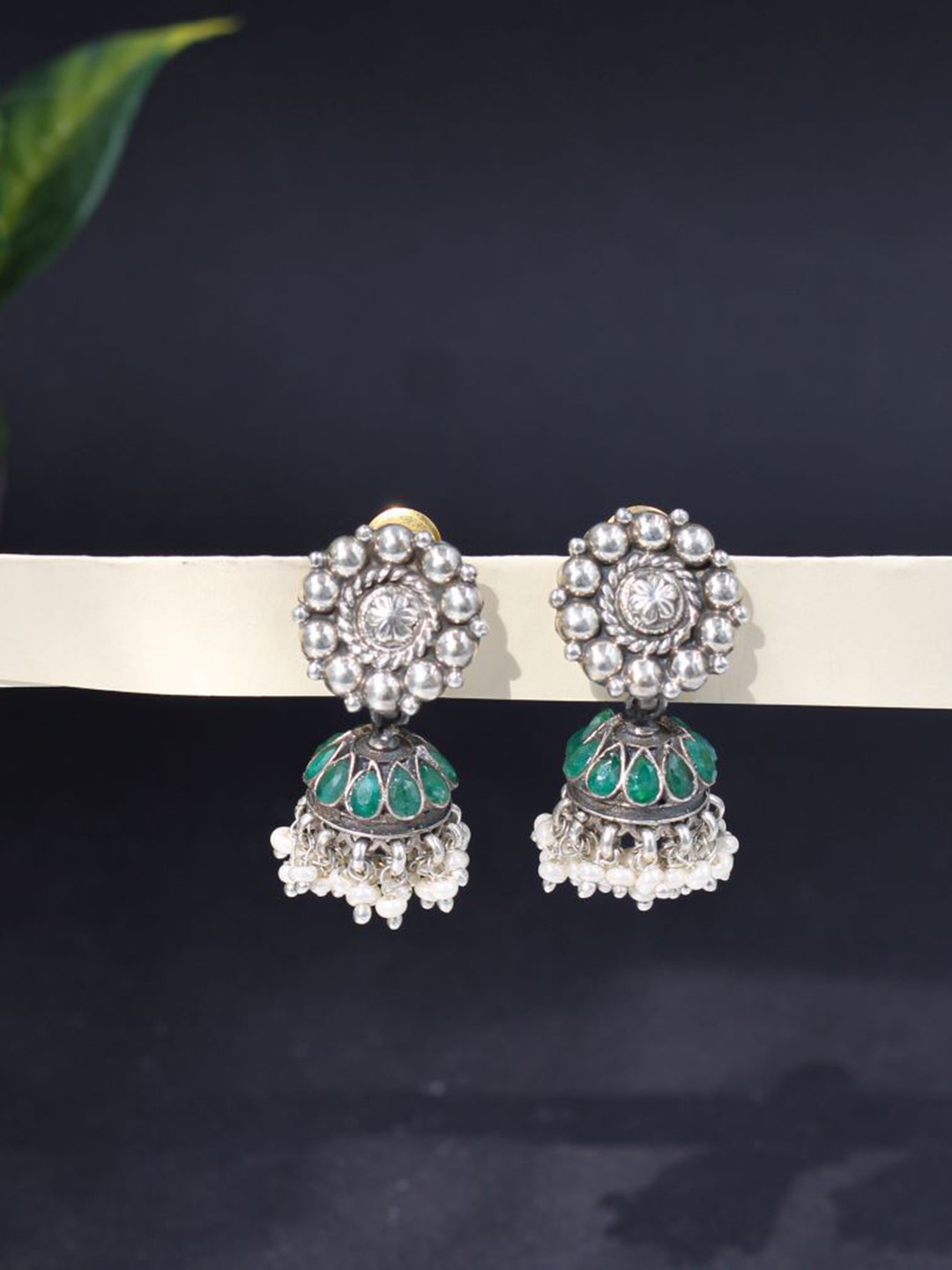 

SANGEETA BOOCHRA Silver-Plated Classic Artificial Stones Drop Earrings