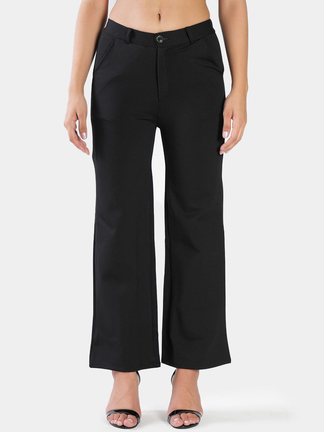

BAESD Women High-Rise Easy Wash Trousers, Black