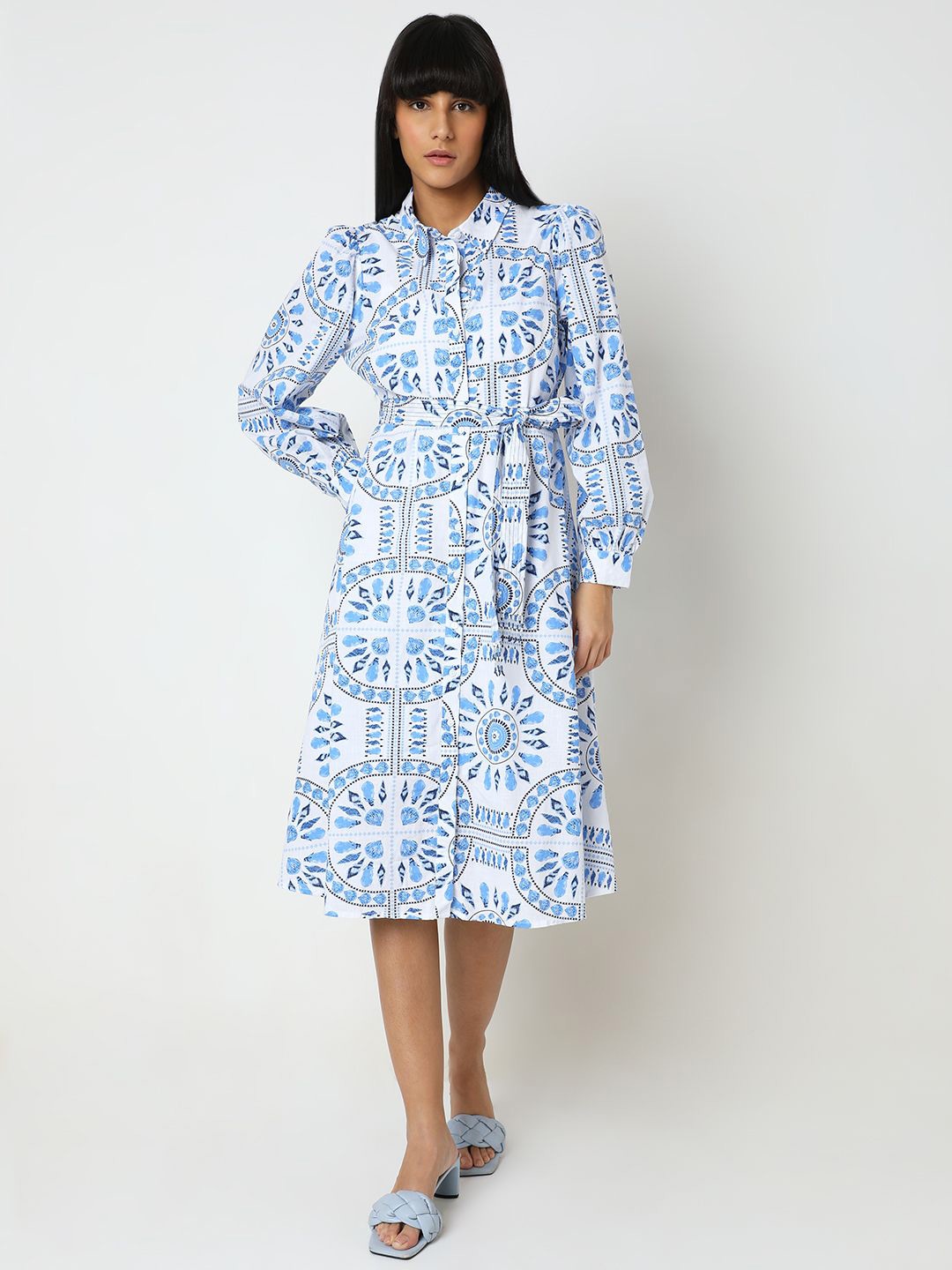 

Vero Moda Floral Print Fit & Flare Dress, Blue
