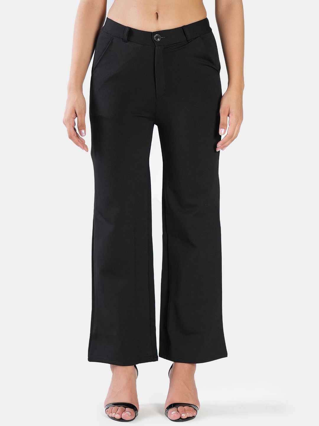 

BAESD Women High-Rise Easy Wash Trousers, Black