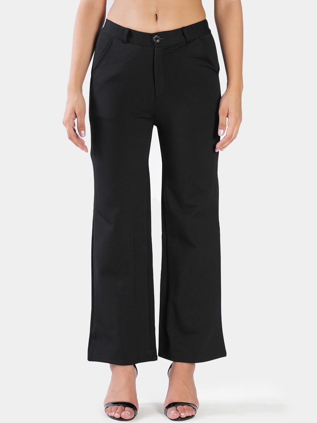 

BAESD Women High-Rise Easy Wash Trousers, Black